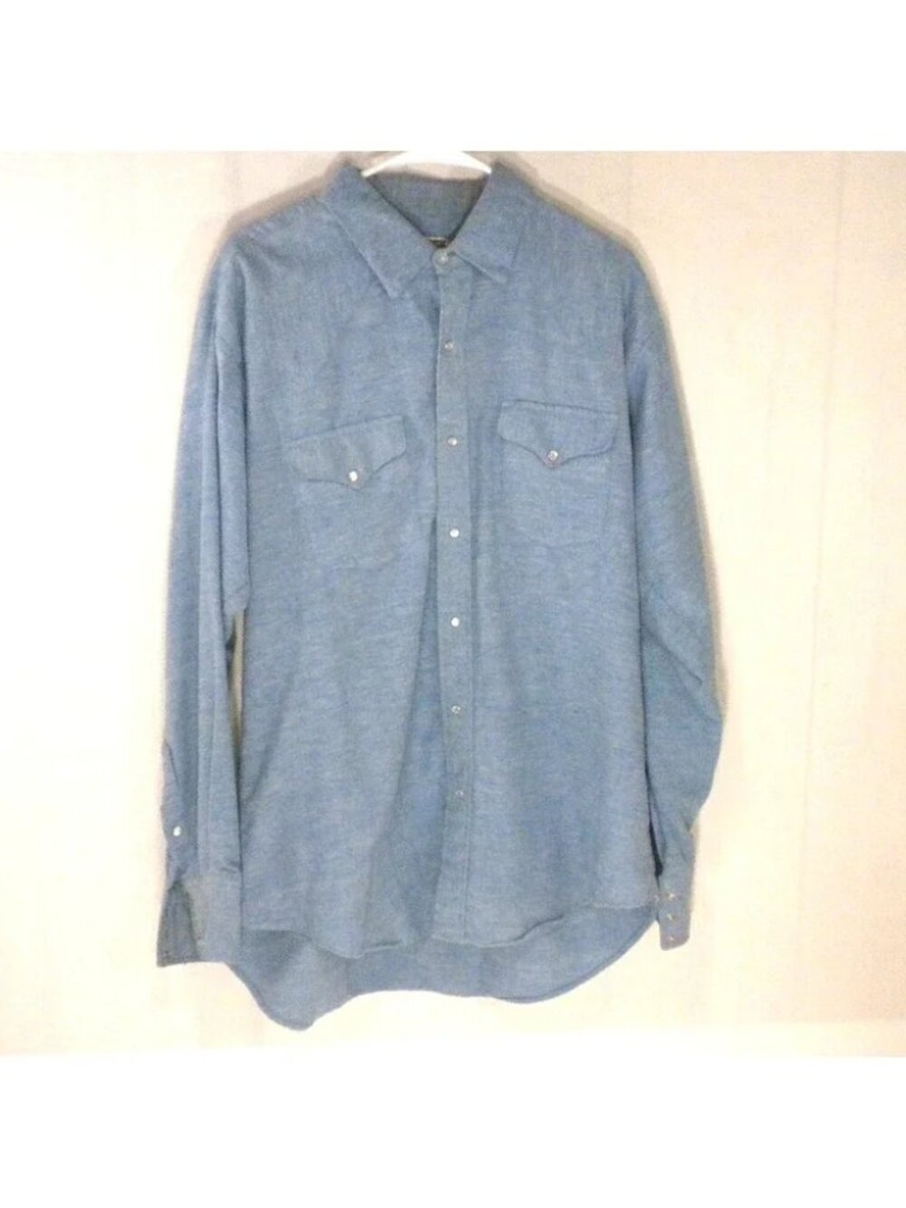 Ruddock Shirt Mens 18-36 Blue Chamois Pearl Snap X Long